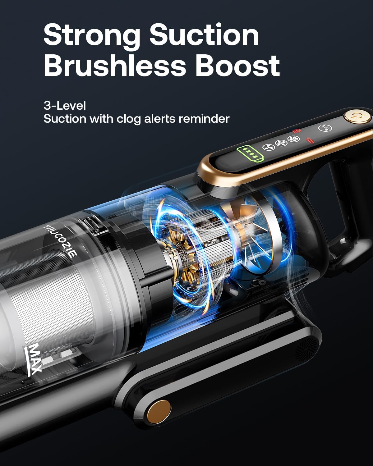 Cordless Vacuum Cleaner, 45Kpa 50 Mins Runtime Self-Standing Stick Vacuum Cleaners for Home, Powerful Suction, Lightweight, LED Touch Screen 8 in 1 Vacuum for Pet Hair, Carpet, Hardwood Floor, Black