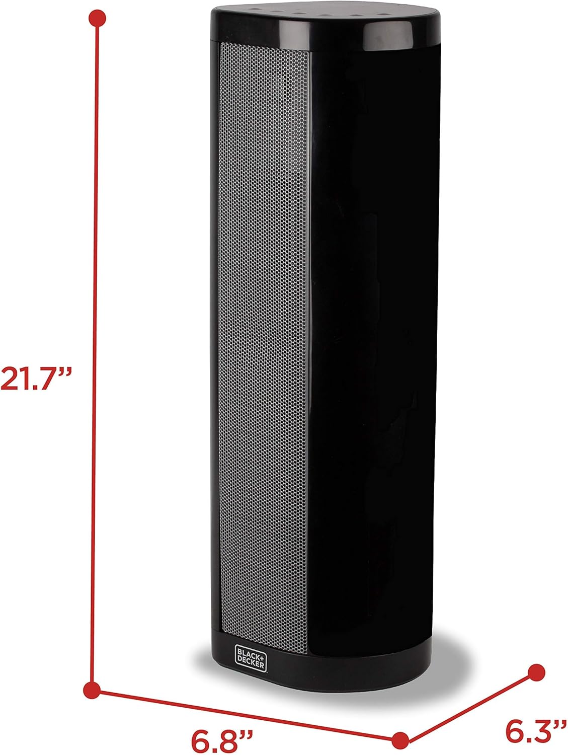 BLACK+DECKER Ceramic Space Heater with Adjustable Thermostat, Tower Heater for Vertical or Horizontal Use, 3 Heat and Fan Only Settings, Oscillation Function, BHVHC15, Black