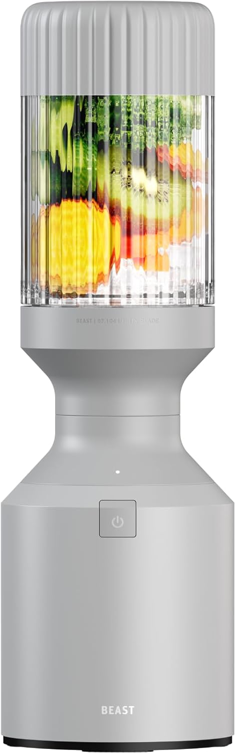 Beast Blender | Sleek Kitchen Countertop Design, Patented Blending Technology | Take Smoothies & Shakes To-Go with NEW Portable Straw Cap System (Pebble Grey)