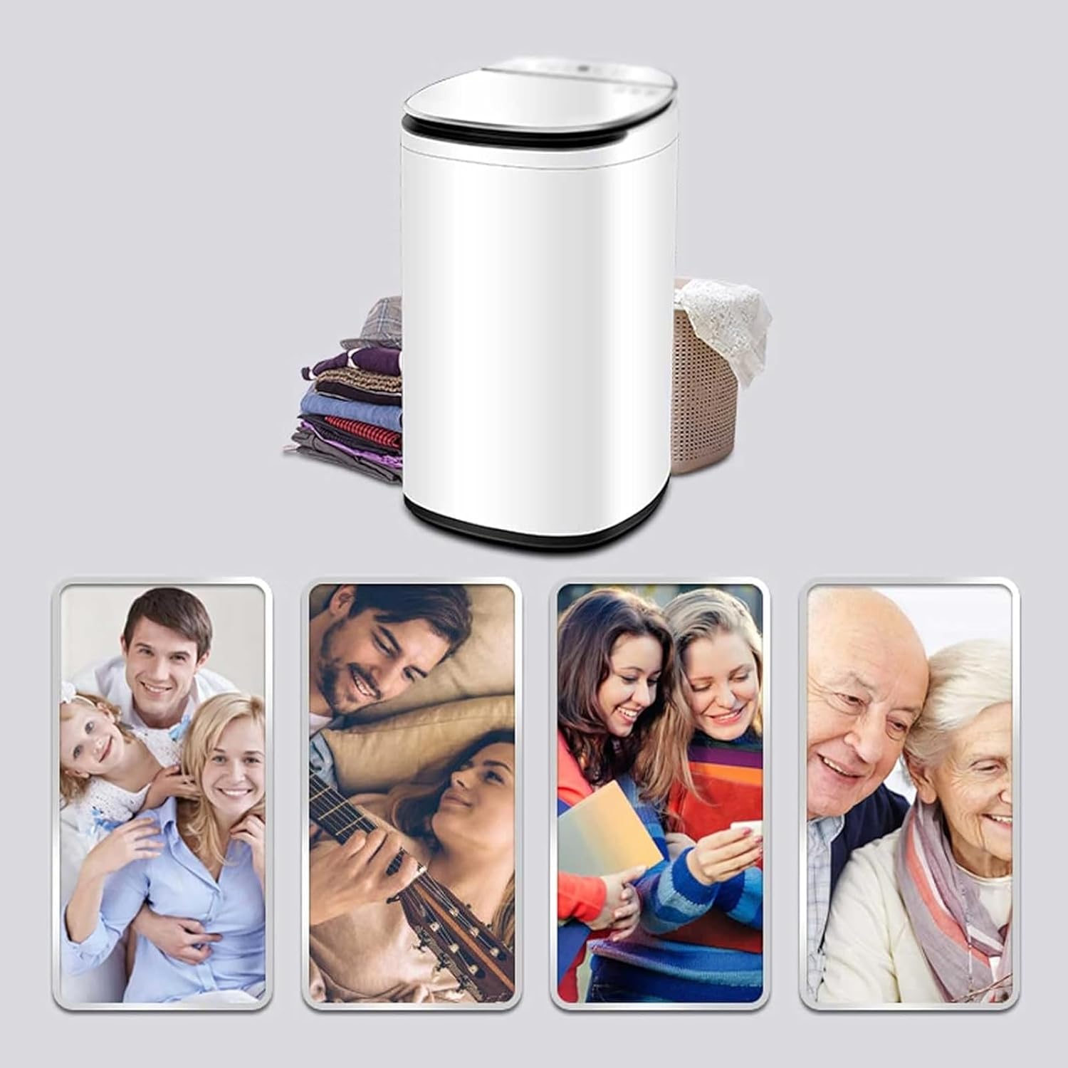 Mini Washing Machine 5.8 Kg Small Household Automatic Mute Laundry Machine Compact Elution Unit Washing Machine with 8 Washing Programs Used in Apartment Camping Dormitory (Yellow)