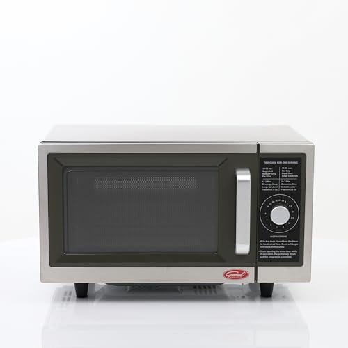 General Foodservice Commercial Microwave with Dial Control, 10 Seconds to 8 Minutes Time Increments, Countertop 120V/1000W, 1 cu.ft., Stainless Steel
