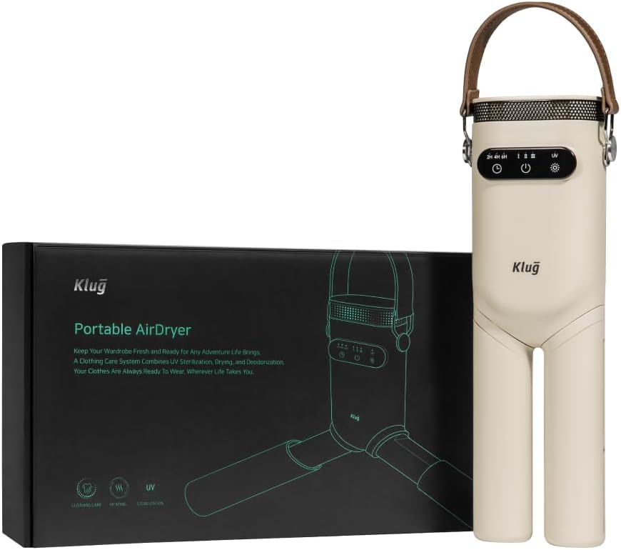Klug Portable Dryer, 2-in-1 Clothes & Shoe Dryer, for Boot, Sneakers, Work Boots, Swimwear, Winter Wear, Silent, Extendable, Auto Timer, Dries Shoes in 30 Minutes