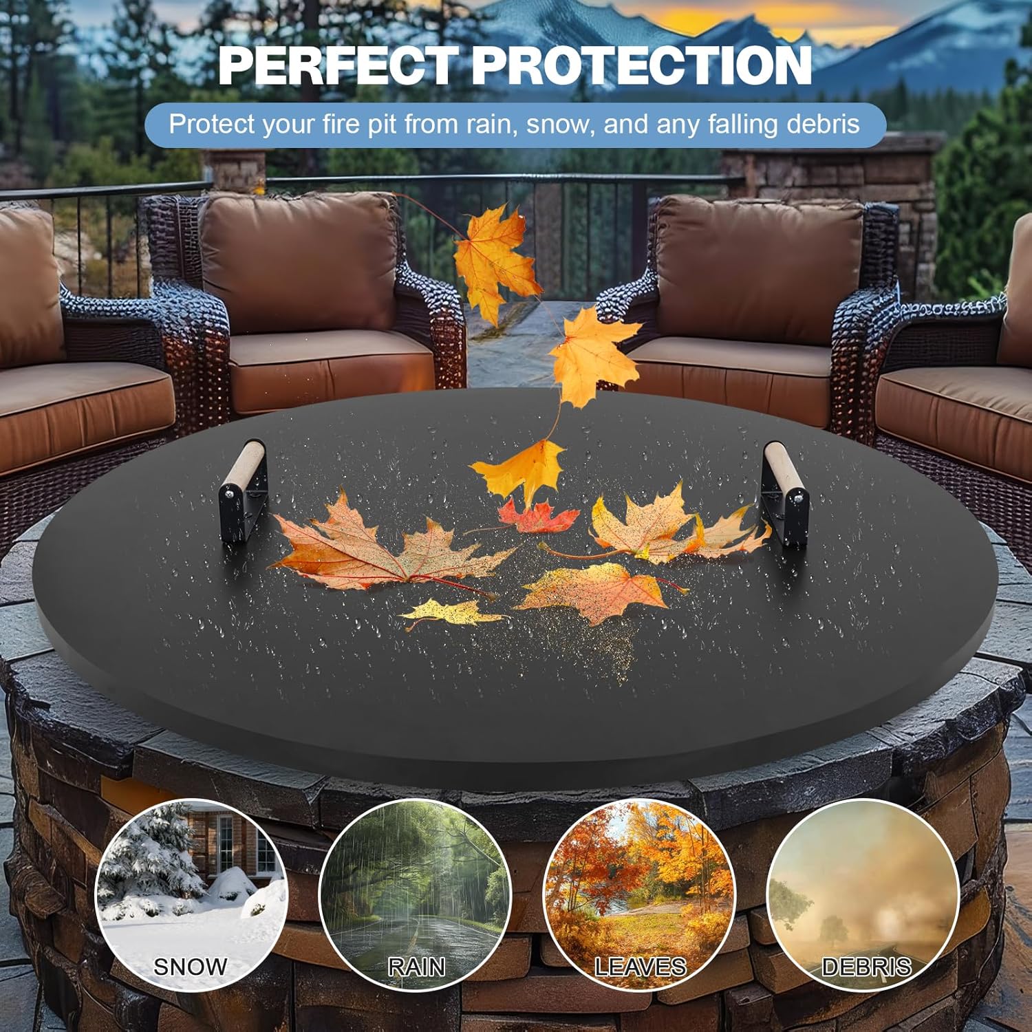 Fire Pit Lid Cover Round - 38