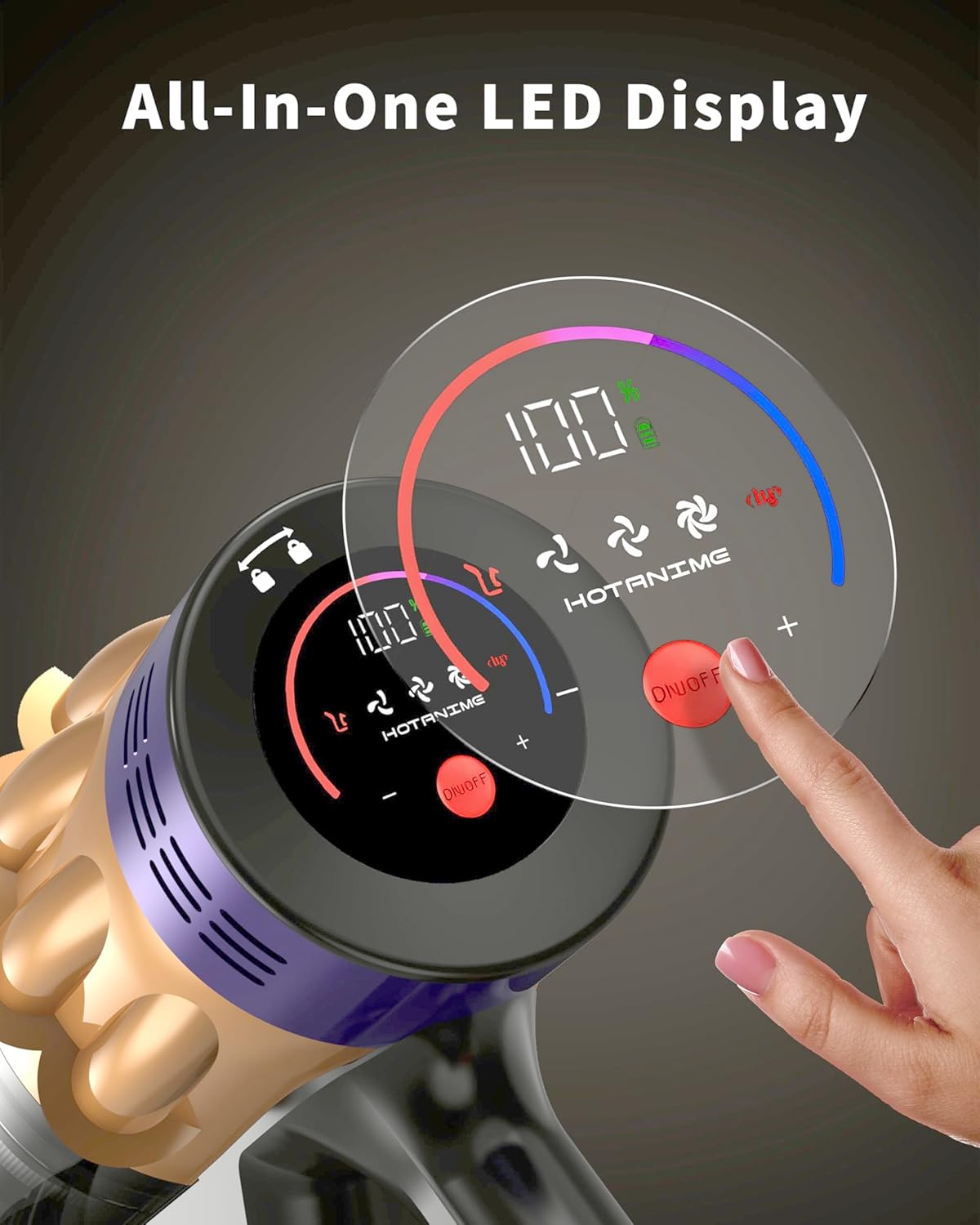 Cordless Vacuum Cleaner, 650W 50KPA 70Mins, Upgraded Vacuum Cleaners for Home, Self-Standing Stick Vacuum with Anti-Tangle Brush, LED Touch Screen for Hardwood/Carpet/Pet Hair/Car