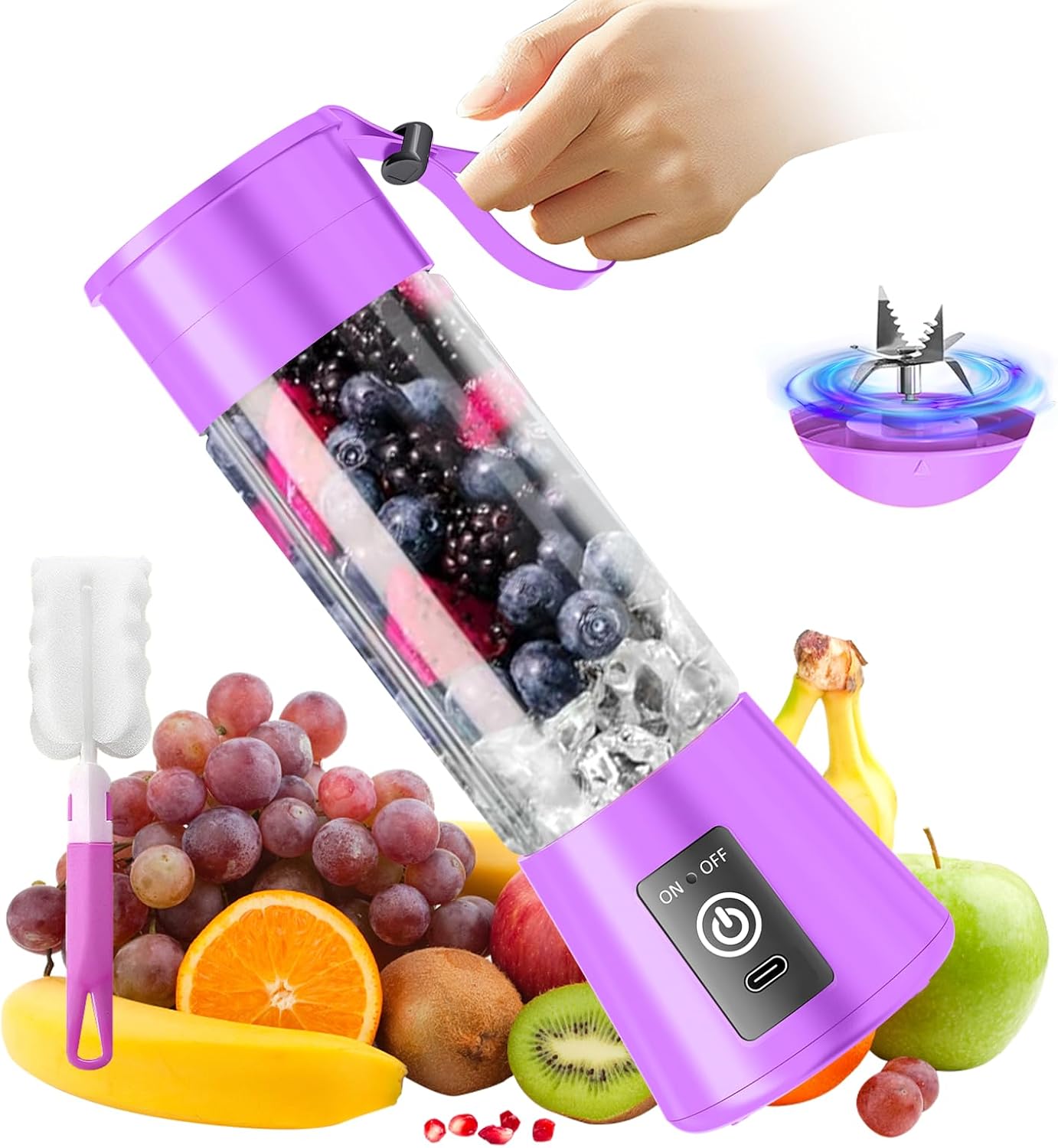 Portable Blender for Smoothie & Shakes - 2025 Upgraded Personal Blender USB Rechargeable, BPA Free Traveling Juicer Cup, High Speed of 20,000 Rpm, Self Cleaning, Suit for Travel/Sports/Office/Home