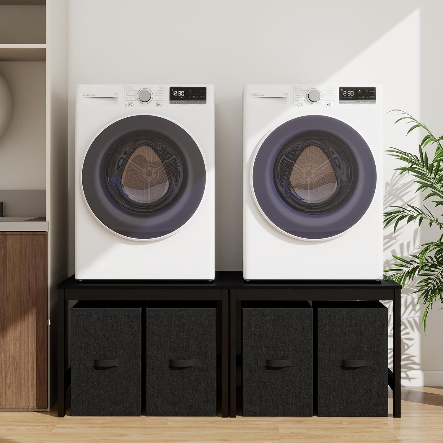 Laundry Pedestal with 2 Laundry Baskets, 29