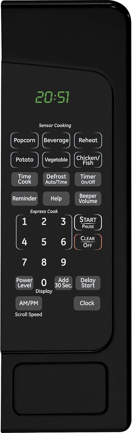 GE JES2051DNBB Countertop Microwave Oven, 1,200-watt Capacity, 2.0 Cubic Ft., 8 Auto Setting Cooking Settings, Kitchen Essentials for the Countertop, Dorm Room or Apartment, Black