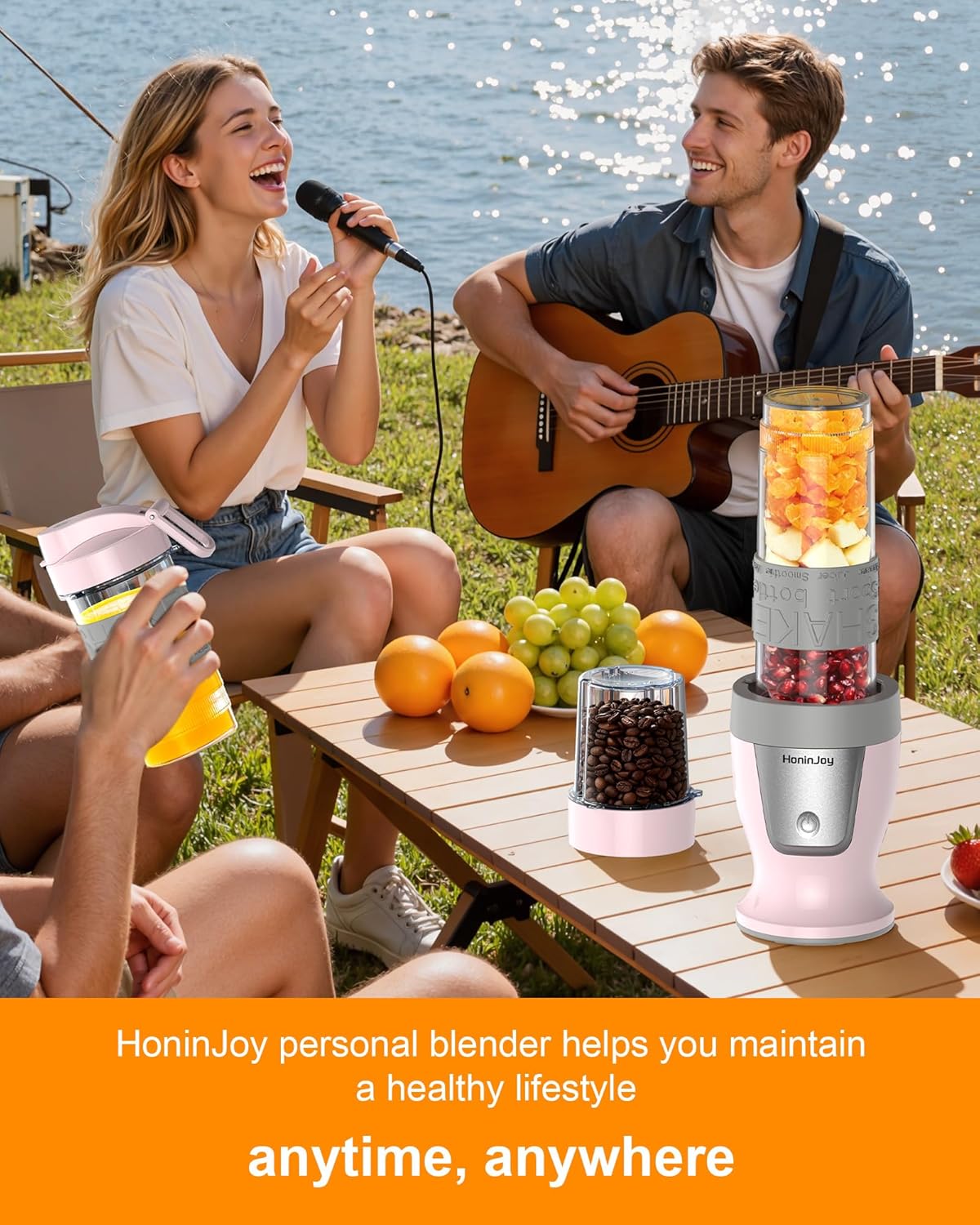 Smoothie Blender, 650W Personal Blenders for Shakes and Smoothies with Grinder Cup & 2 BPA-Free Portable Cups (20oz+14oz), Portable Blender for Juices, Smoothies Maker for Kitchen, Pink