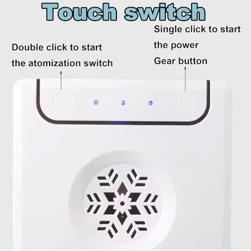 Desk Air Conditioner Fan 3 Wind Speed Levels Pet Air Conditioner Touch Switch Design 500ml Large Capacity Water Tank Cold Air Fan with Light and Mist Switch