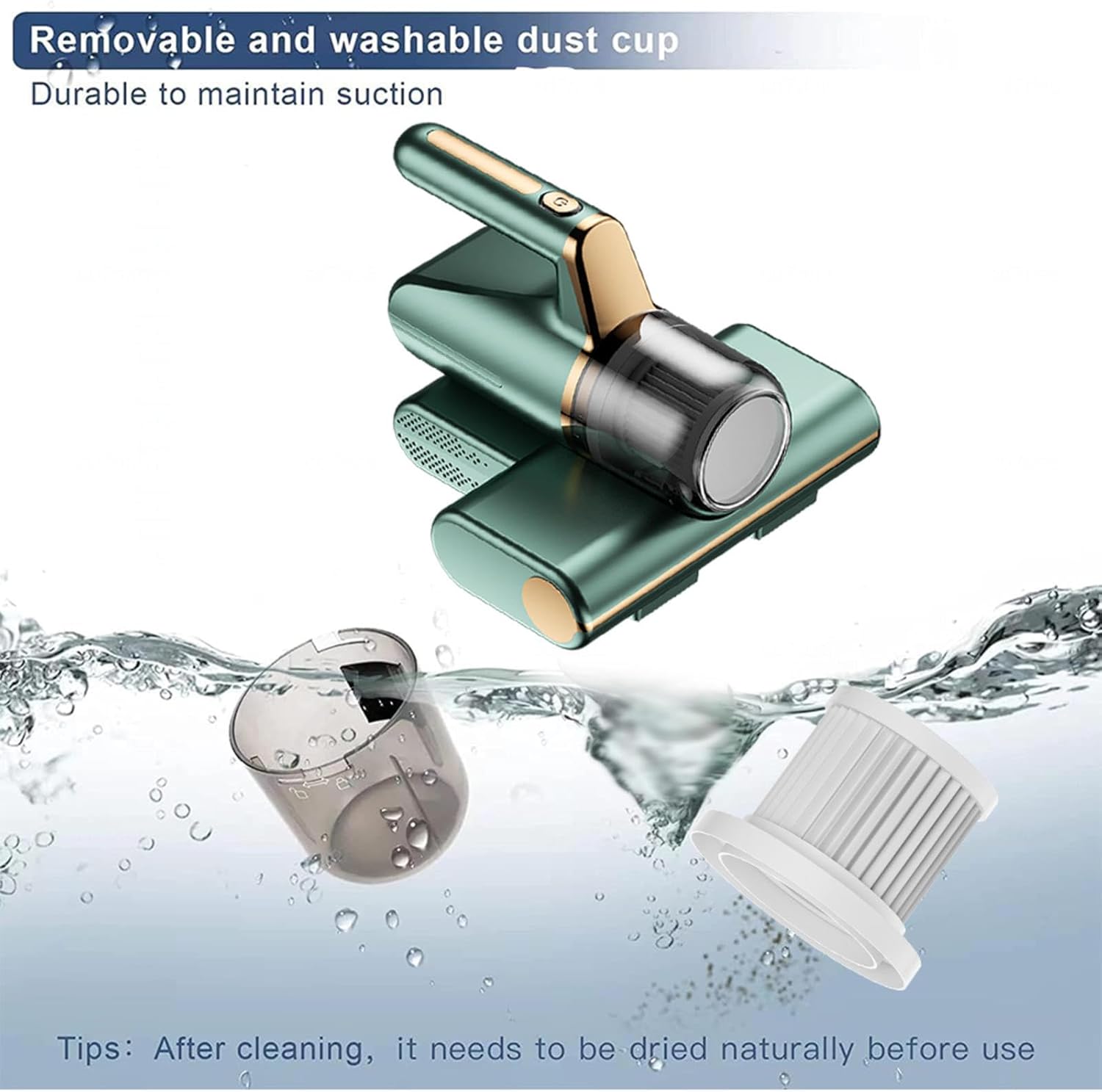 Mattress Cleaner Machine Deep Cleaner, 3-in-1 Wireless Uv Vacuum Cleaner High-Frequency Vibration, Uv Lighting Sofa Vacuum Cleaner Effectively Clean Up Bed, Dust and Pet Hair,Green