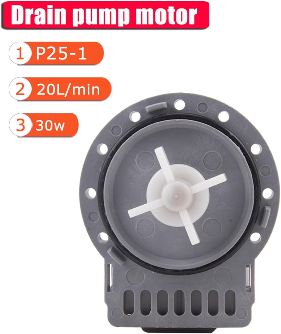 Ultra Durable 30W Washing Machine Drain Pump Motor 220v General Washer Drain Pump Replacement Kit Compatible with Laundry Appliance Parts