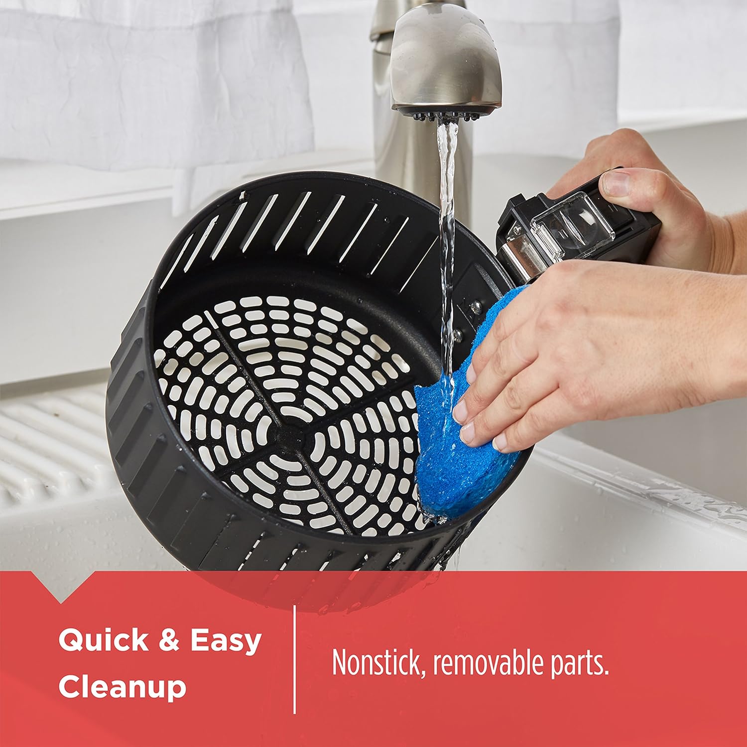 BLACK+DECKER Purify 2-Liter Air Fryer, White/Black, HF100WD