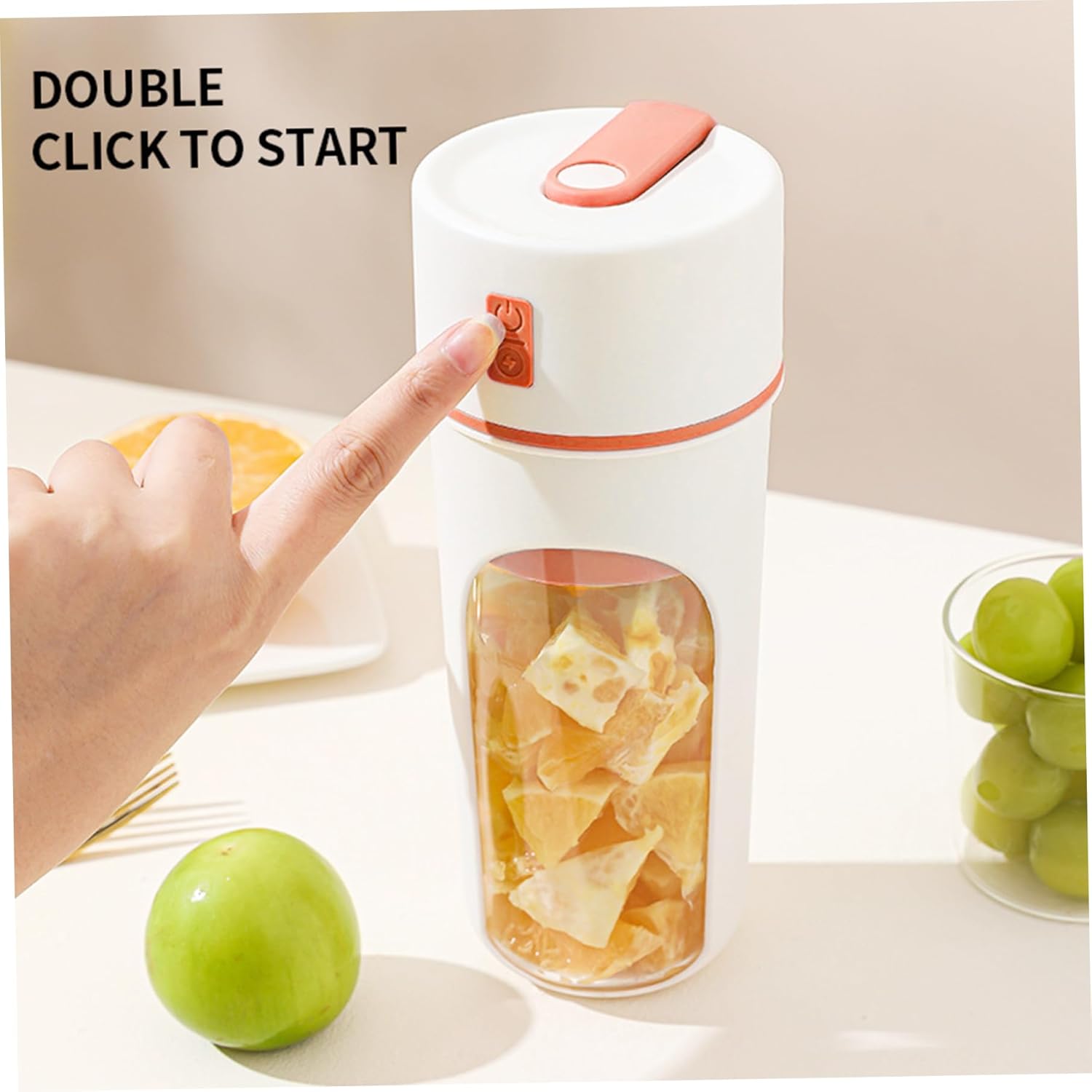 480 ml Portable USB Juicer Blender with 6-Blade Head, Rechargeable Mini Blender Cup for Shakes, Protein Drinks-Ideal for Office, Gym, Kitchen & Travel