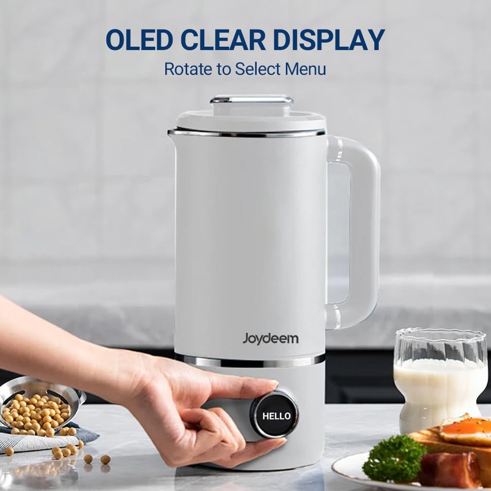 Joydeem JD-PB8200 Compact Blender with 10 Menus, Quiet Cooking Blender for Soymilk, Paste & Juice, 304 Stainless Steel, 12H Preset, 600ml