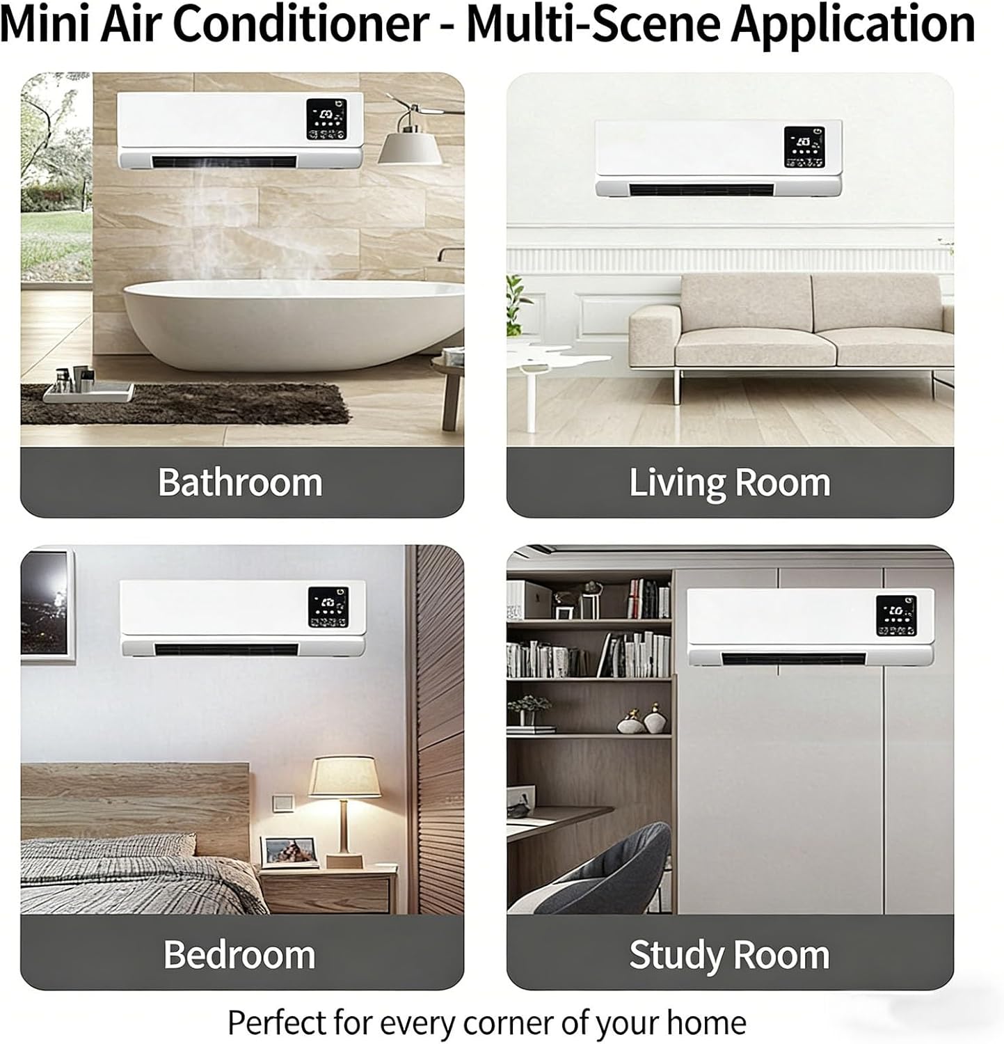 Portable Air Conditioner 2 In1 Mini Wall Mounted Smart Cooling and Heating Air Conditioner Fan for Bedroom Heater AC Unit Heating System Combo for Bathroom Office, RV(Red)