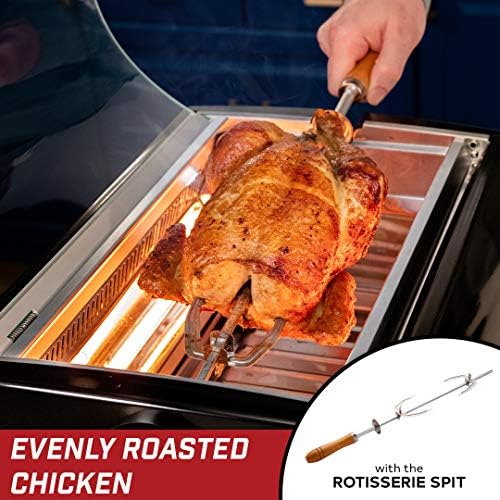 Kitchen Chef Indoor Smokeless Rotisserie Grill – Large Capacity – Multi Functional – Stainless Steel Construction – Auto Shut Off – Flameless Infrared Heating Technology – Tempered Glass Lid And Drip Tray – Black
