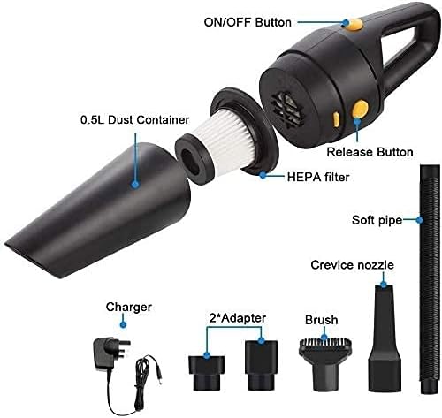 Handheld Auto Vacuum Cleaner for Car Wet and Dry Dual Use,High Power, Handheld Vacuums,6kpaPowerful Suction Mini Vacuum Cleaners (Color : White, Size : B)