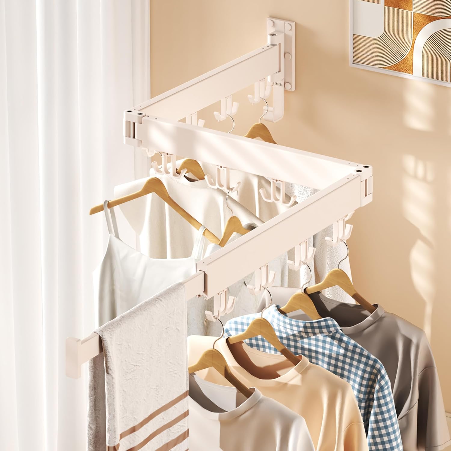 Drying Rack Clothing Wall Mounted,Clothes Drying Rack,Laundry Drying Rack,Collapsible Dying Racks for Laundry,Foldable Clothes Dryer Rack,Clothes Hanger Rack Wall Mount
