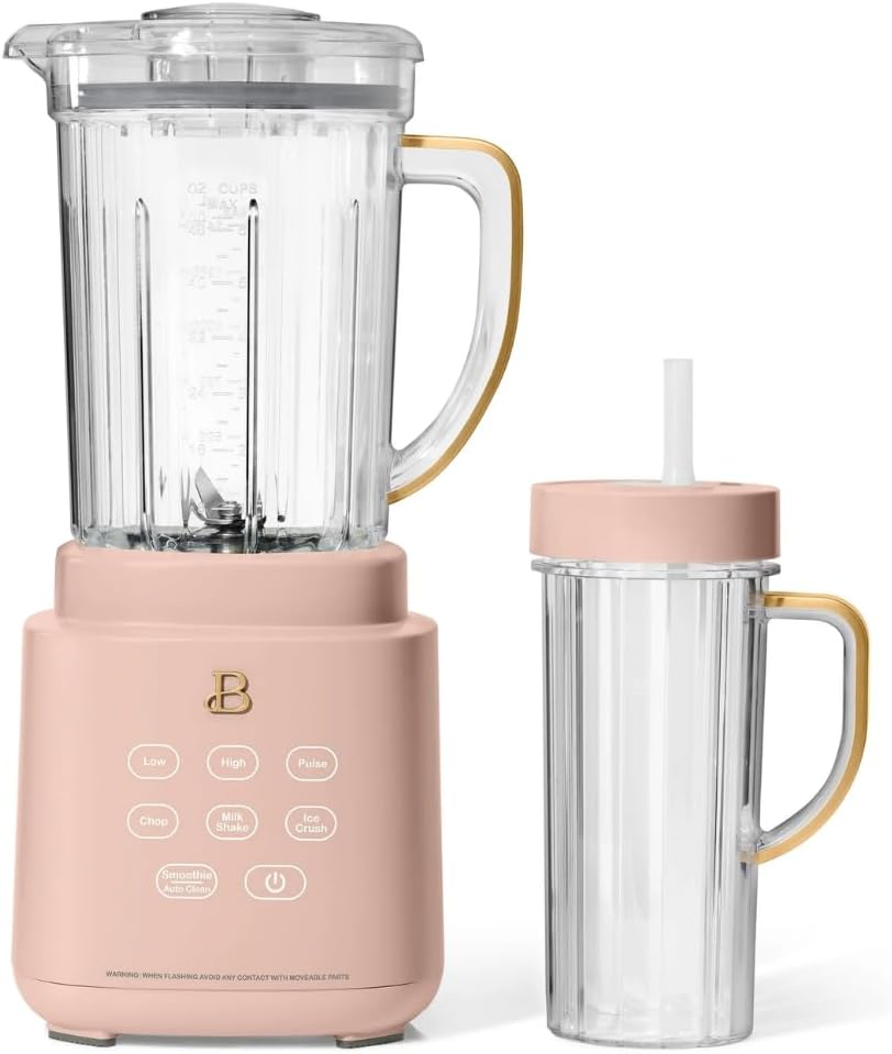 Beautiful PowerExact Blender System with PrecisionSense Technology, 700W Motor, 50oz Tritan Jar, 20oz Personal Cup, Stainless Steel Blades (Rose)