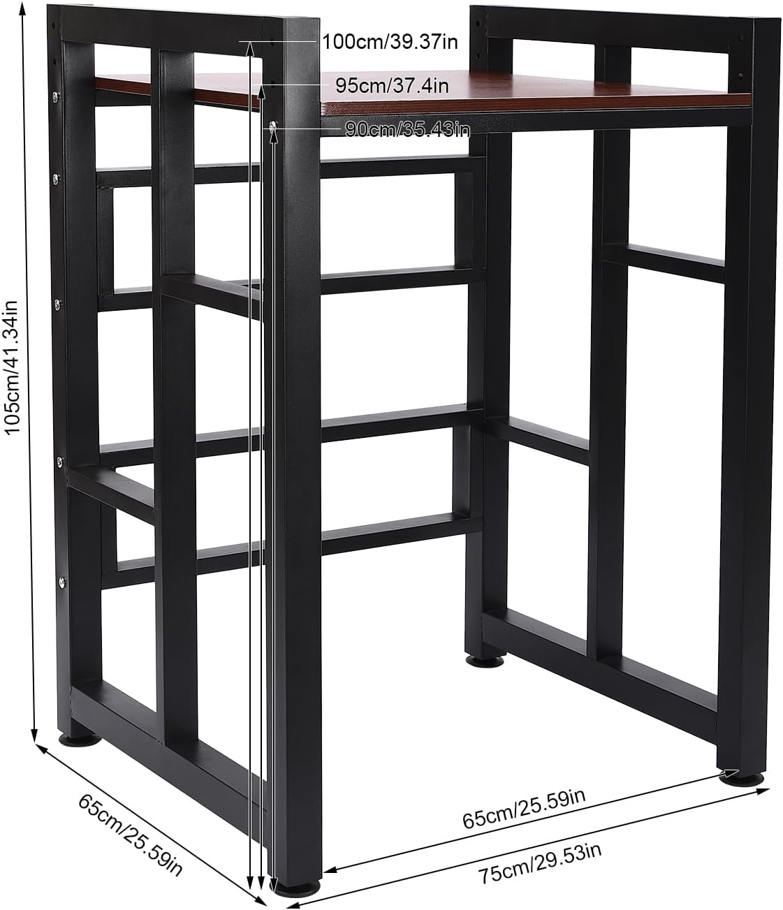 Heavy Washer Dryer Stacking Rack Storage Shelf w/(35.4in/37.4in/39.4in) Adjustable, Large Household Appliance Storage Rack for Home Use Laundry Garages, 418.9lbs Load (Black, Teak Color)