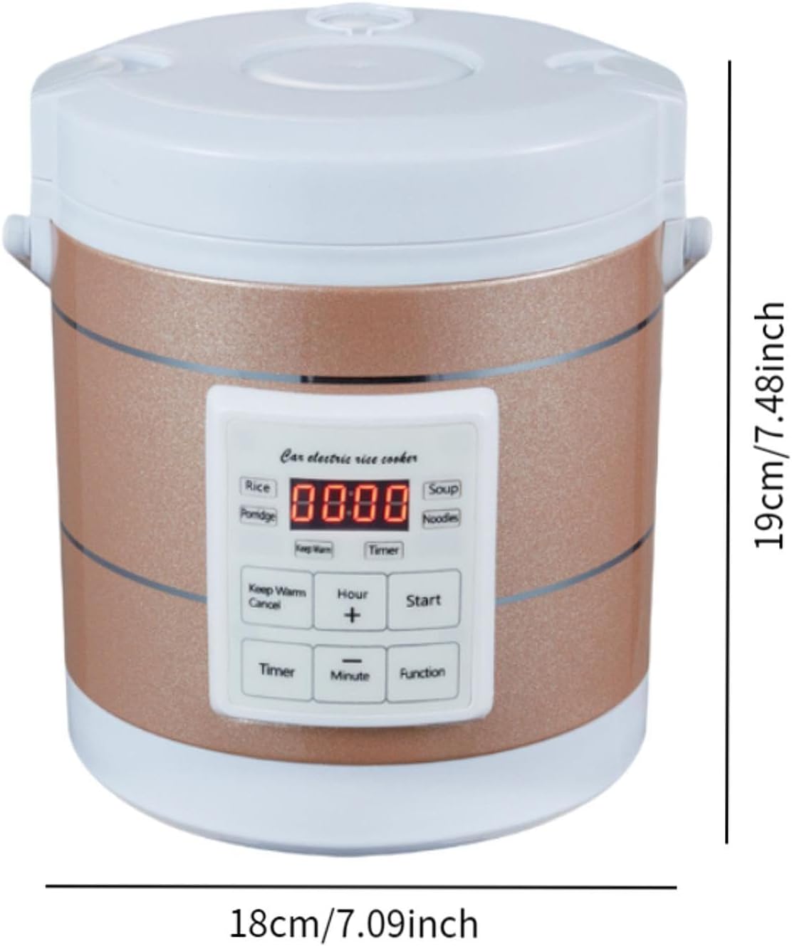 Mini Car Rice Cooker Soup Porridge Cooking Machine Convenient Small-size 1.6L Versatile Car Electrical Appliance for Trucks, Gold