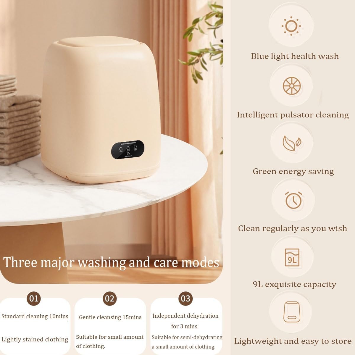9L Mini Portable Washing Machine 9.6x10x12in Apartment Washers 2 In 1 Perfect For Camping Travelling Apartment Dorm Home Convenience And Efficiency