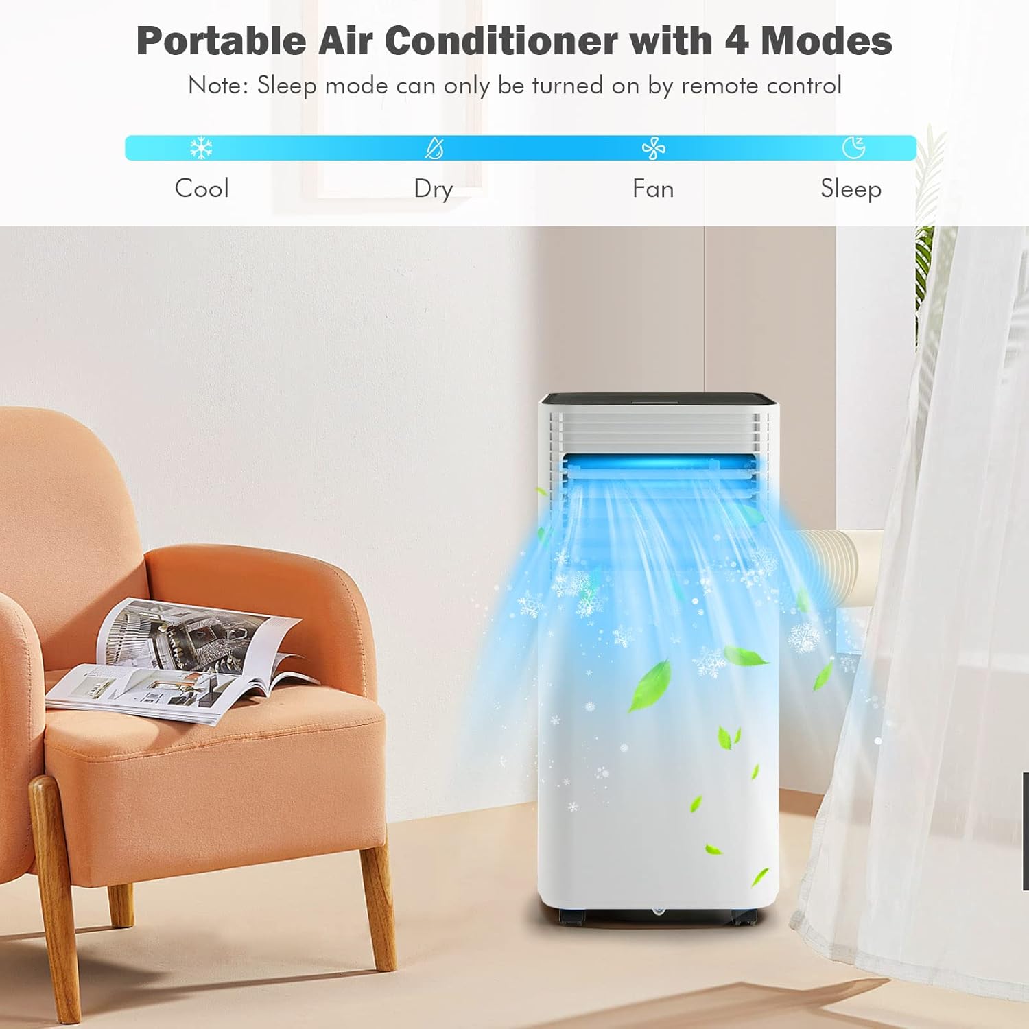 PETSITE Portable Air Conditioner, 8000 BTU AC Cooling Unit for Room, 3 in 1 AC Unit with Air Cooler & Fan & Dehumidifier Mode, Cools Up to 230 sq.ft