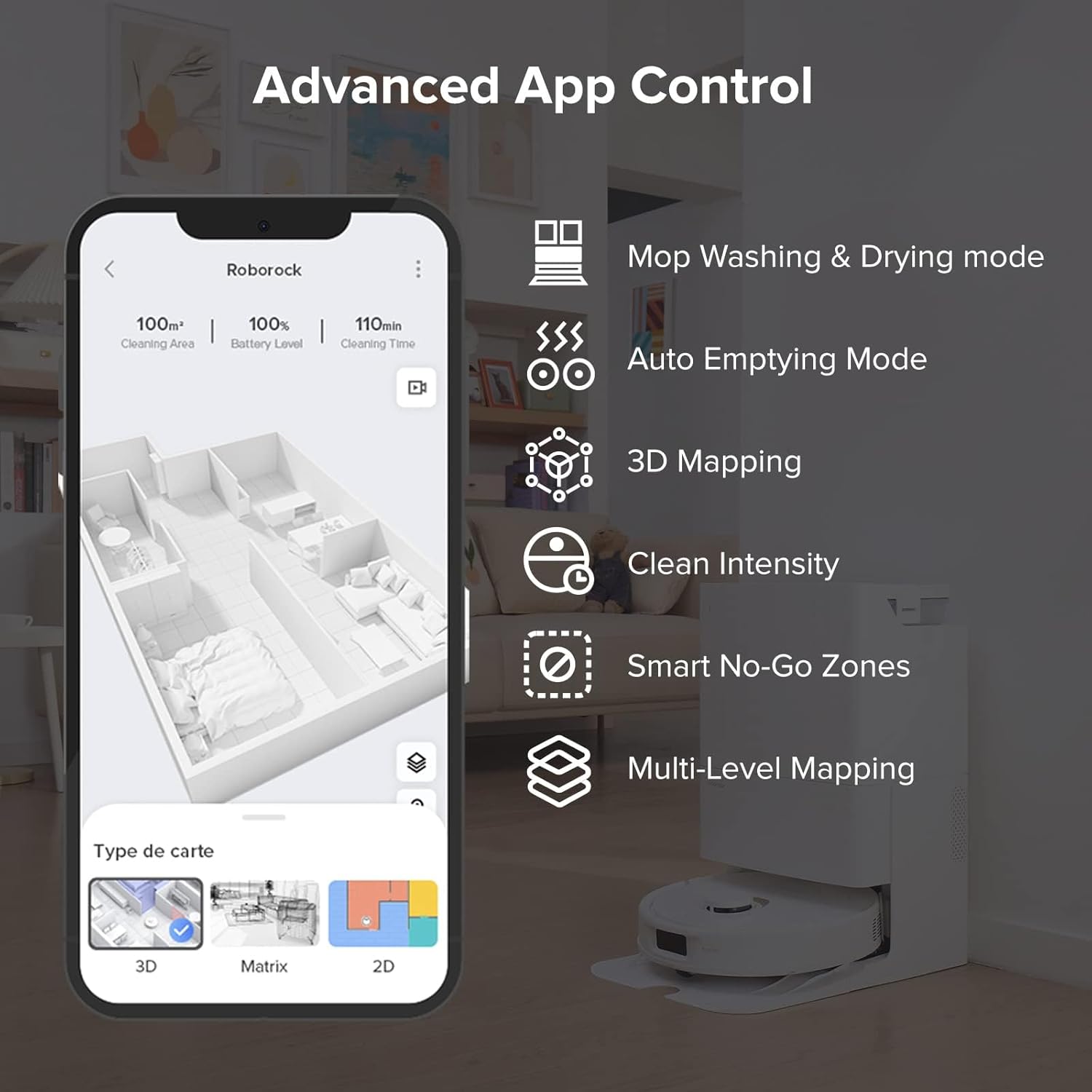 roborock Qrevo Robot Vacuum and Mop, Auto-Drying, Auto Mop Washing, Dual Spinning Mops, Auto Mop Lifting, Self-Refilling, Self-Emptying, Reactive Tech Obstacle Avoidance, 5500Pa, White (Renewed)