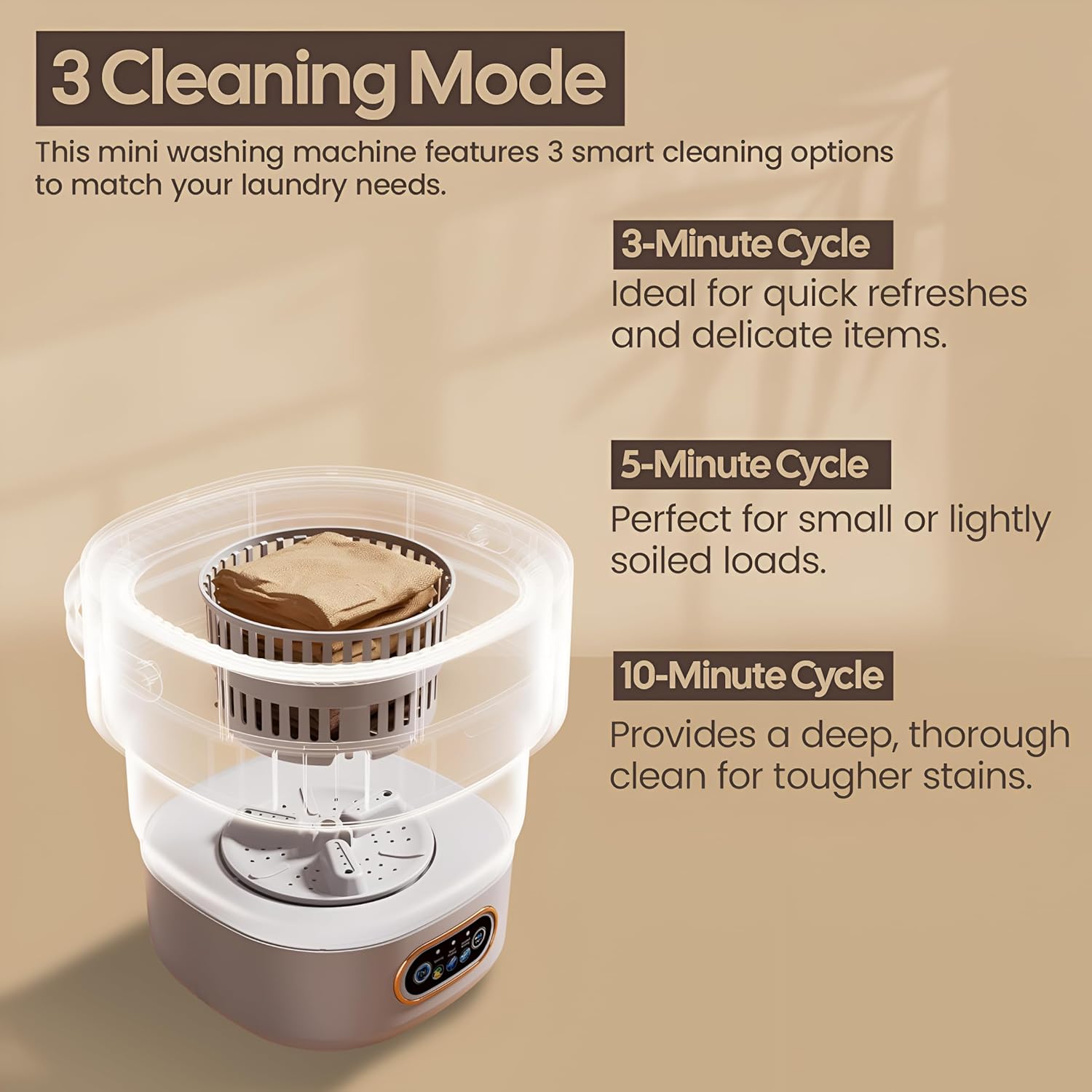 Portable Washing Machine, 16L Mini Washing Machine with Foldable Design, Portable Washer for Travel, Mini Washer with 3 Cleaning Modes, Compact deisgn for Small Clothes