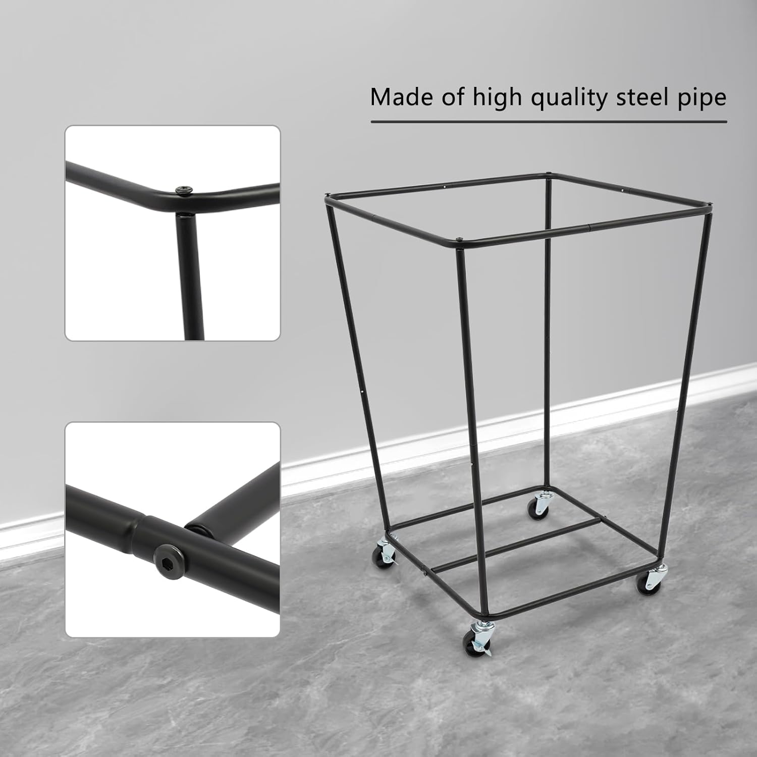 210L Laundry Storage Basket with Wheels, Large Rolling Laundry Hamper Cart with Removable Waterproof Laundry Bag, Dirty Clothes Basket for Hotel, Home, Closet, Dorm (Black)