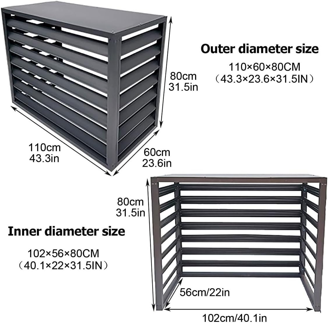 Air Conditioner Fence Air Conditioner Covers for Outside Units, All Weather Anti Theft AC Aluminum Condenser Protective Cover(White,110cm)
