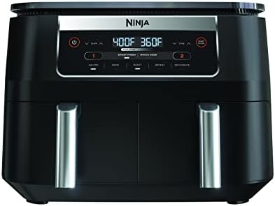 Ninja DZ090 6-Quart Dual-Zone 2-Basket Air Fryer - Roast, Bake, Dehydrate (Renewed)