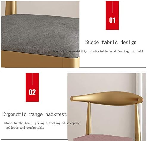 Modern Kitchen Dining Room Chairs Metal Legs Living Room Dining Chair Soft Velvet Cushion Seat for Living Room Terrace Office Kitchen Lounging (Color : Pink)