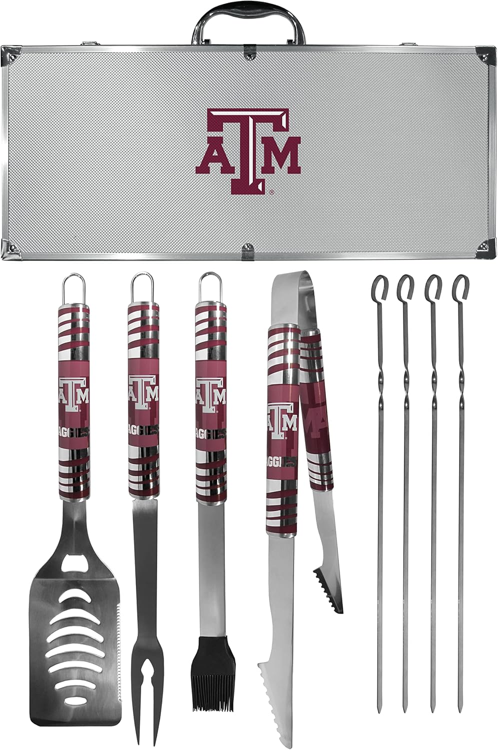 NCAA Siskiyou Sports Fan Shop Texas A&M Aggies Steel Tailgater BBQ Set w/Case 8 piece Gray