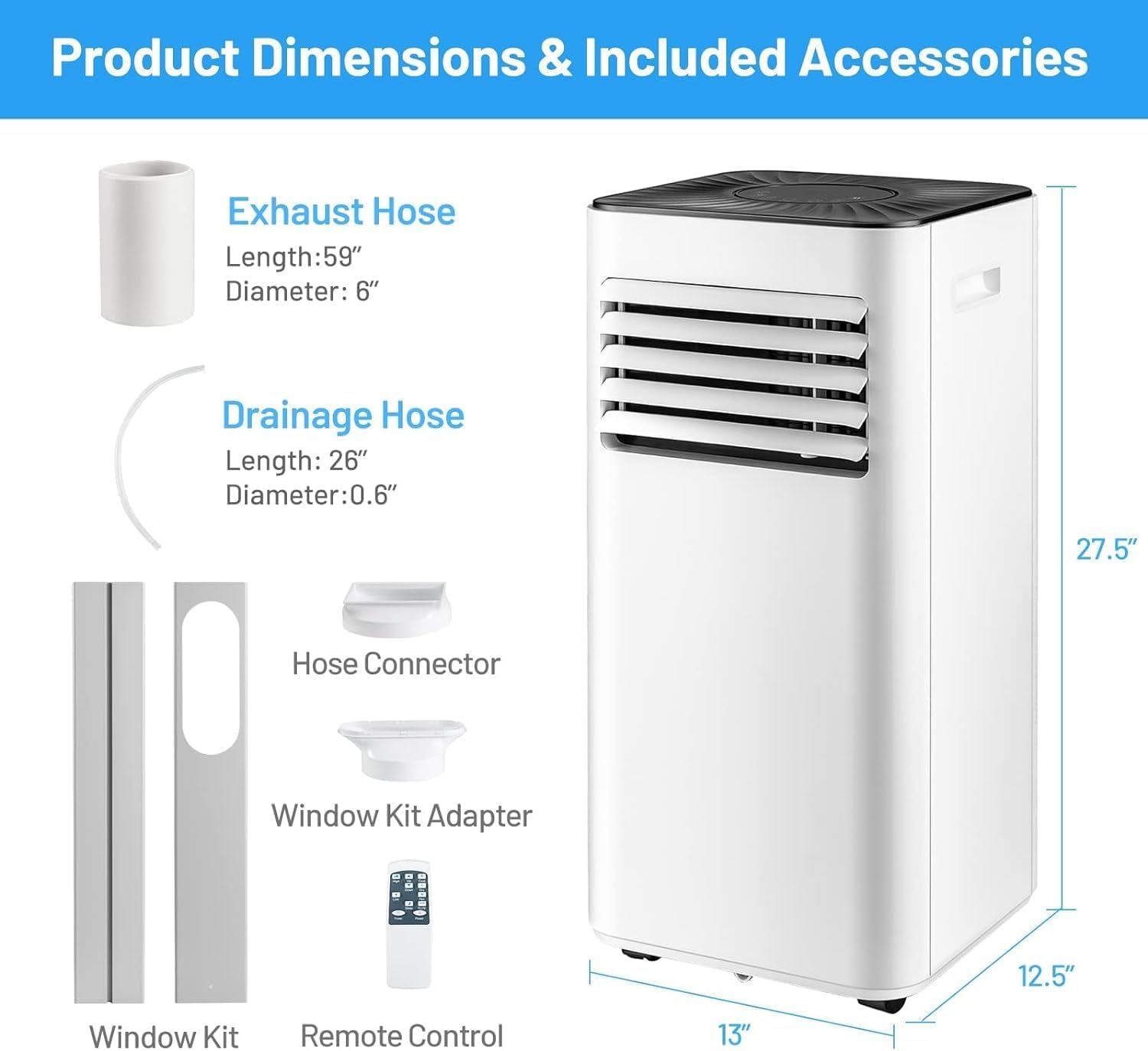 ARLIME Portable Air Conditioners, 10000 BTU Air Unit Cools up to 350 sq. ft. Freestanding Air Cooler w/Fan & Dehumidifier, Remote Control, Universal Casters for Home Office