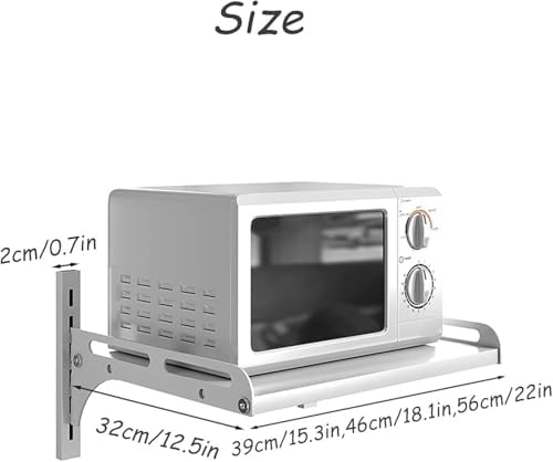 Kitchen utensil holder, Wall-Mounted Microwave Oven Rack,Commercial or Household Microwave Oven Shelf,Kitchen Storage Organizer for Electrical Appliances, Condiments(Black,56 cm/22 in)