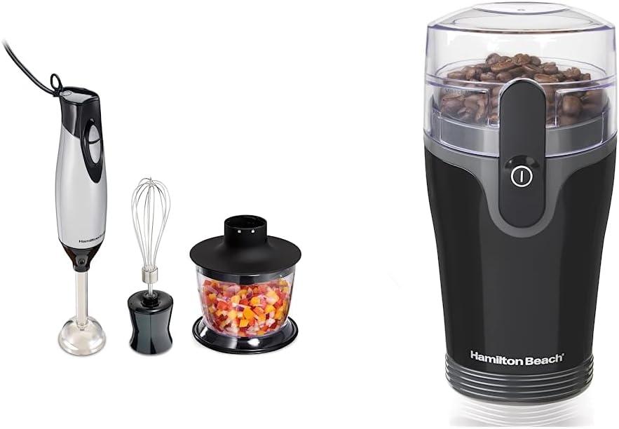 Hamilton Beach 4-in-1 Electric Immersion Hand Blender Bundle with Coffee Grinder and Accessories