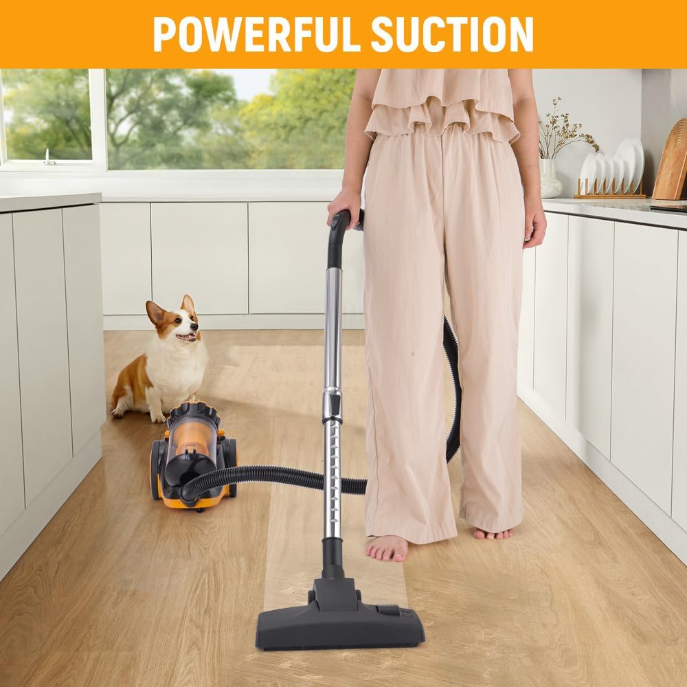Hoteche 800W Canister Vacuum – 2.5L Powerful & Quiet Cleaner for Hard Floors, Carpets & Pet Hair