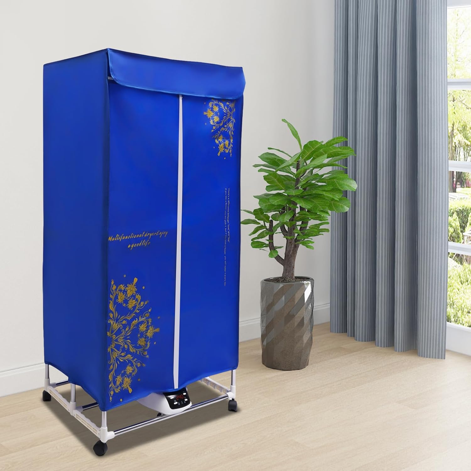 Portable Clothes Dryer, 1200-1500W Electric Dryer Machine with Remote Control & 2-Layer Stainless Steel Tub, Fast-Drying for Apartments, Dorm, RV, Travel