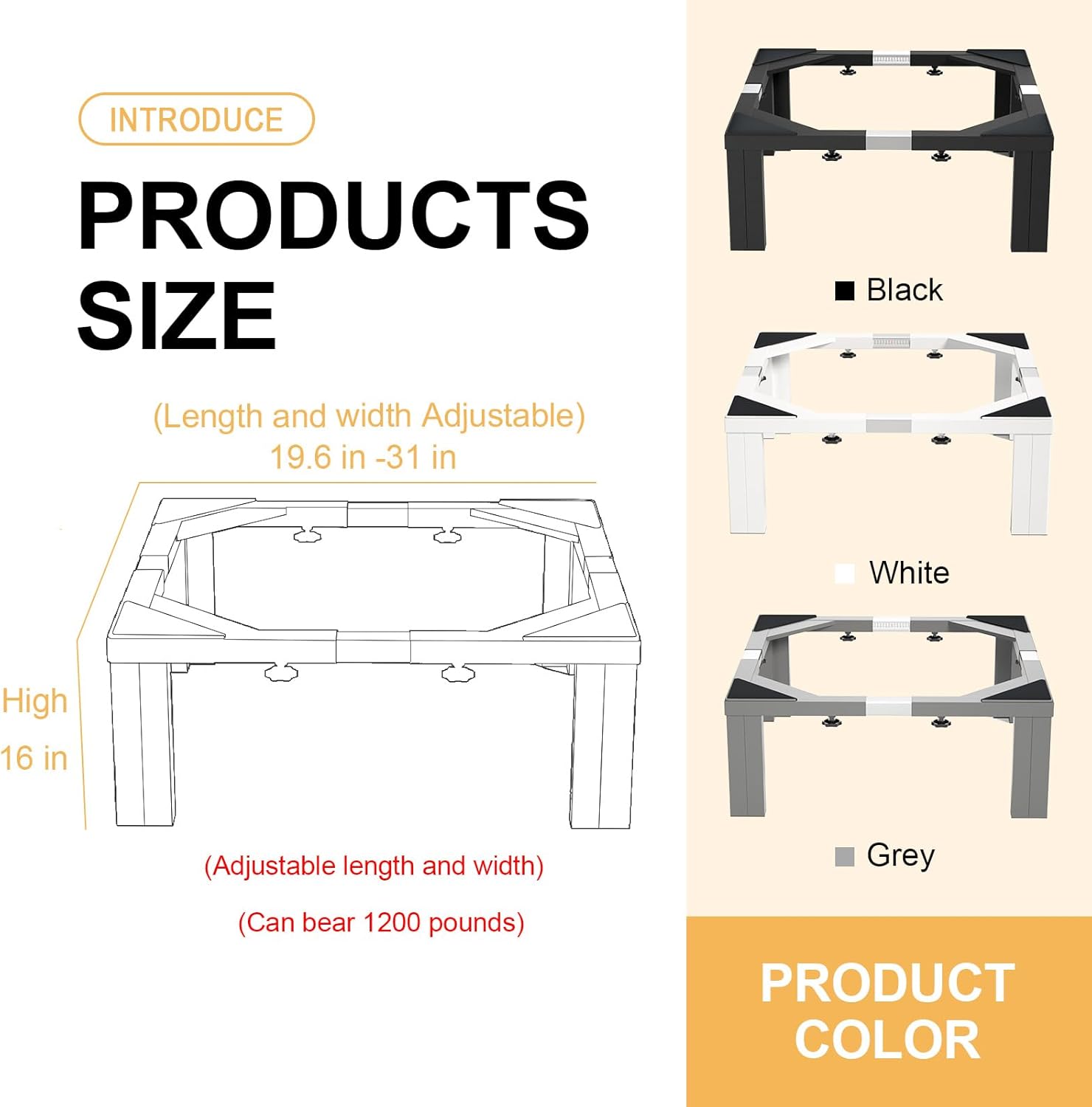 I'Ezonk Full size Heavy duty all steel Laundry Pedestal, 16