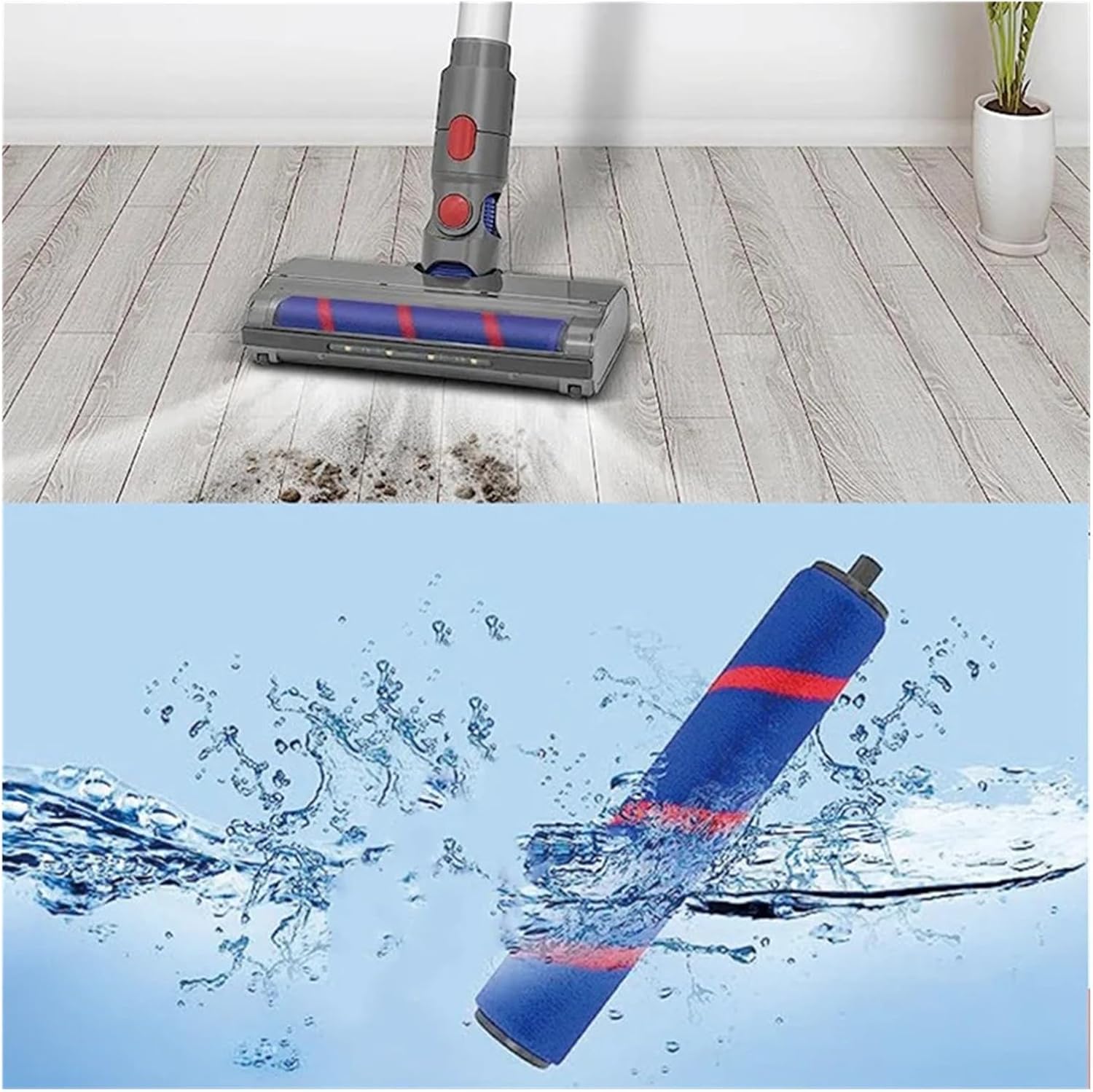 Vacuum Cleaner Parts Soft Roller Head Floor Brush Attachments Accessories，Compatible for Dyson， V7 V8 V10 V11 V15