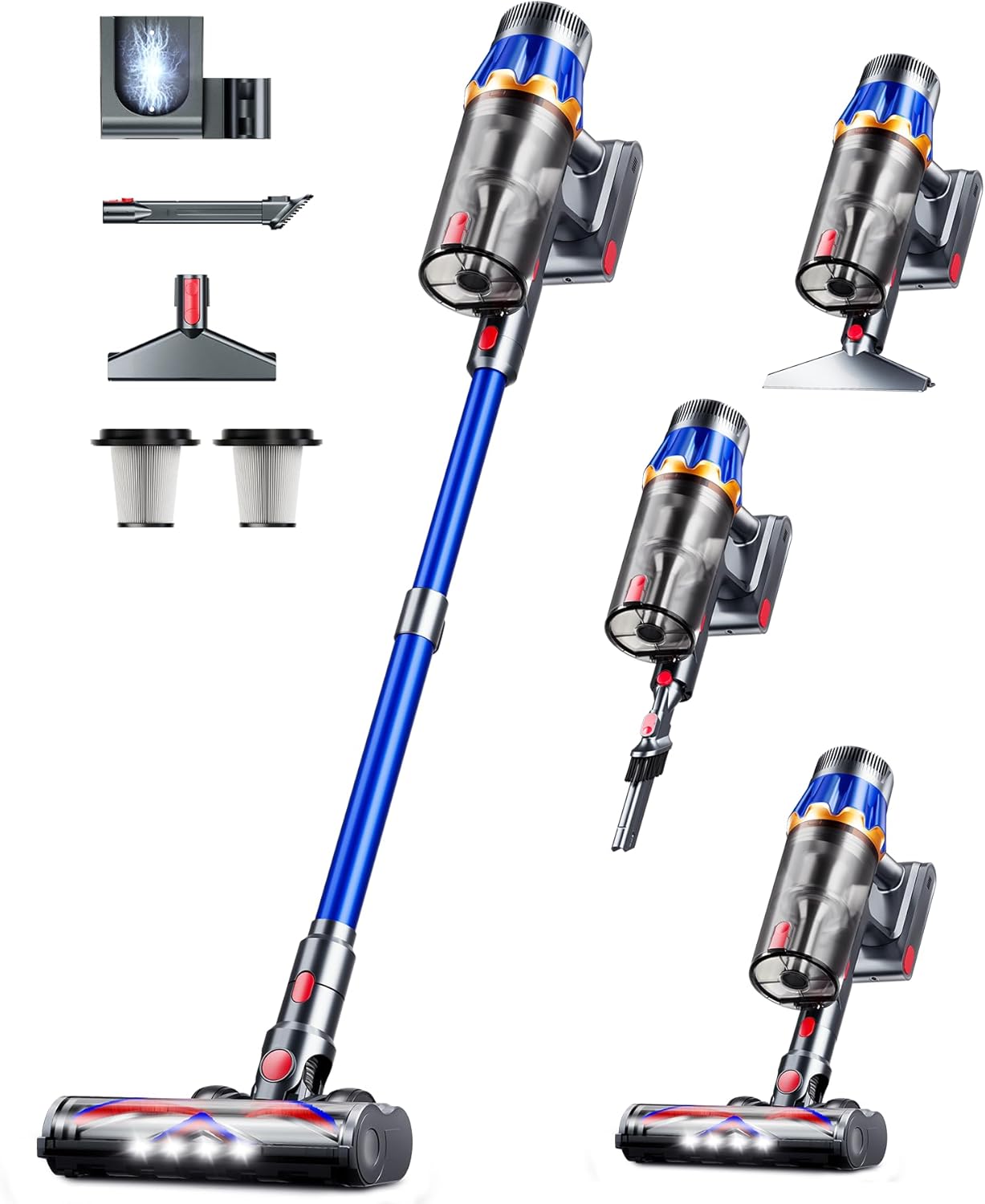 Cordless Vacuum Cleaner, Upgraded 580W 48KPA 70Mins Cordless Stick Vacuum Cleaner with Self-Standing and Smart Screen, Anti-tangle Wireless Vacumm, Vacuum Cleaners for Home/Pet Hair/Carpets/Floors