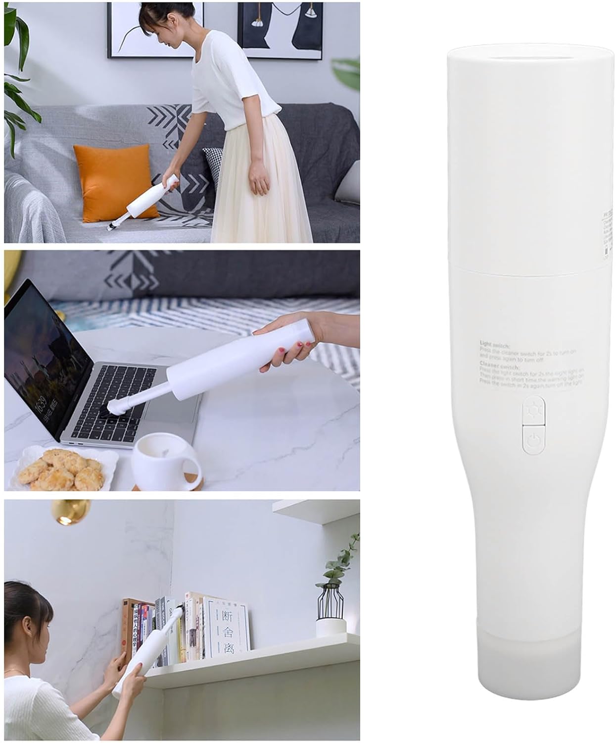 65W Cordless Vacuum Cleaner with Night Light Type C Handheld Vacuum Cleaning Machine 4.3KPa DC5V for Keyboards Sofas Home Cleaning