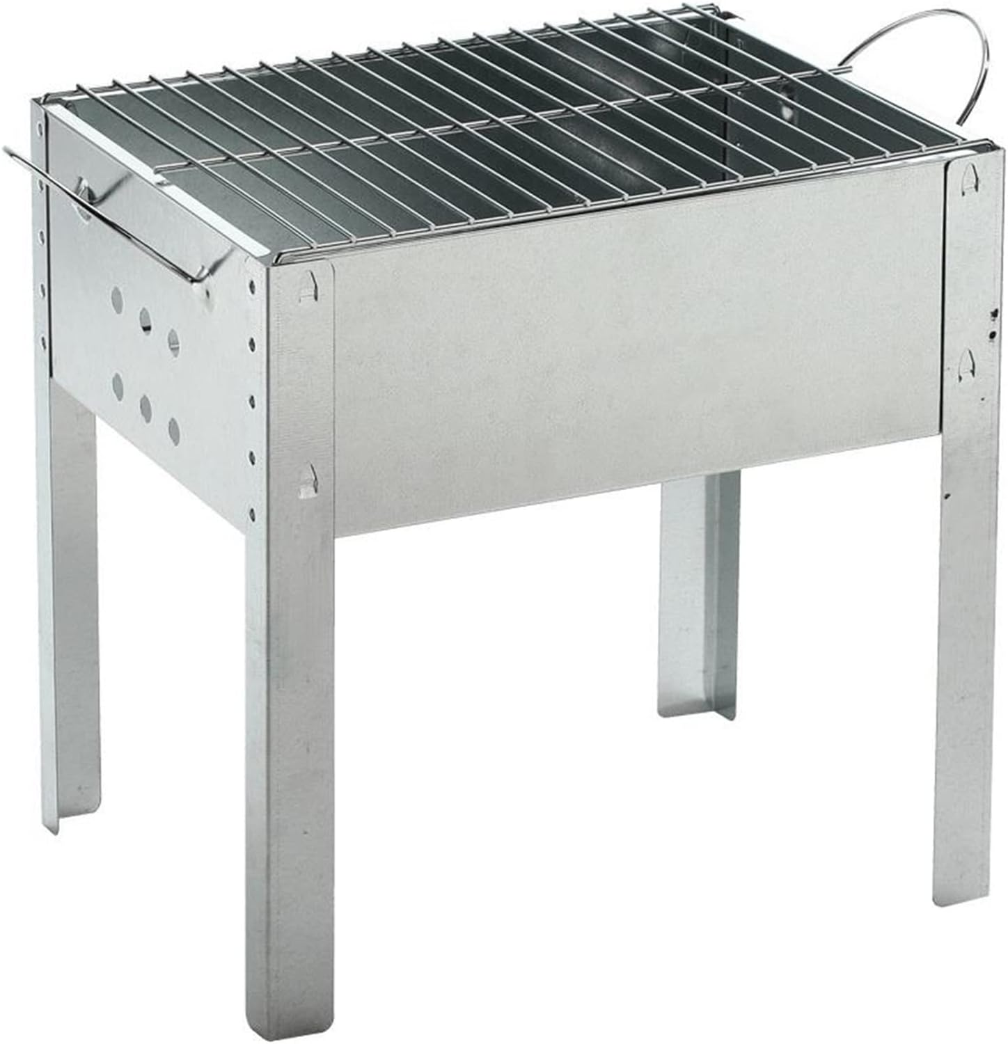 Charcoal s, White Portable BBQ Stainless Steel Non-Stick Surface Folding Barbecue Charcoal for Outdoor Camping Picnic Tool