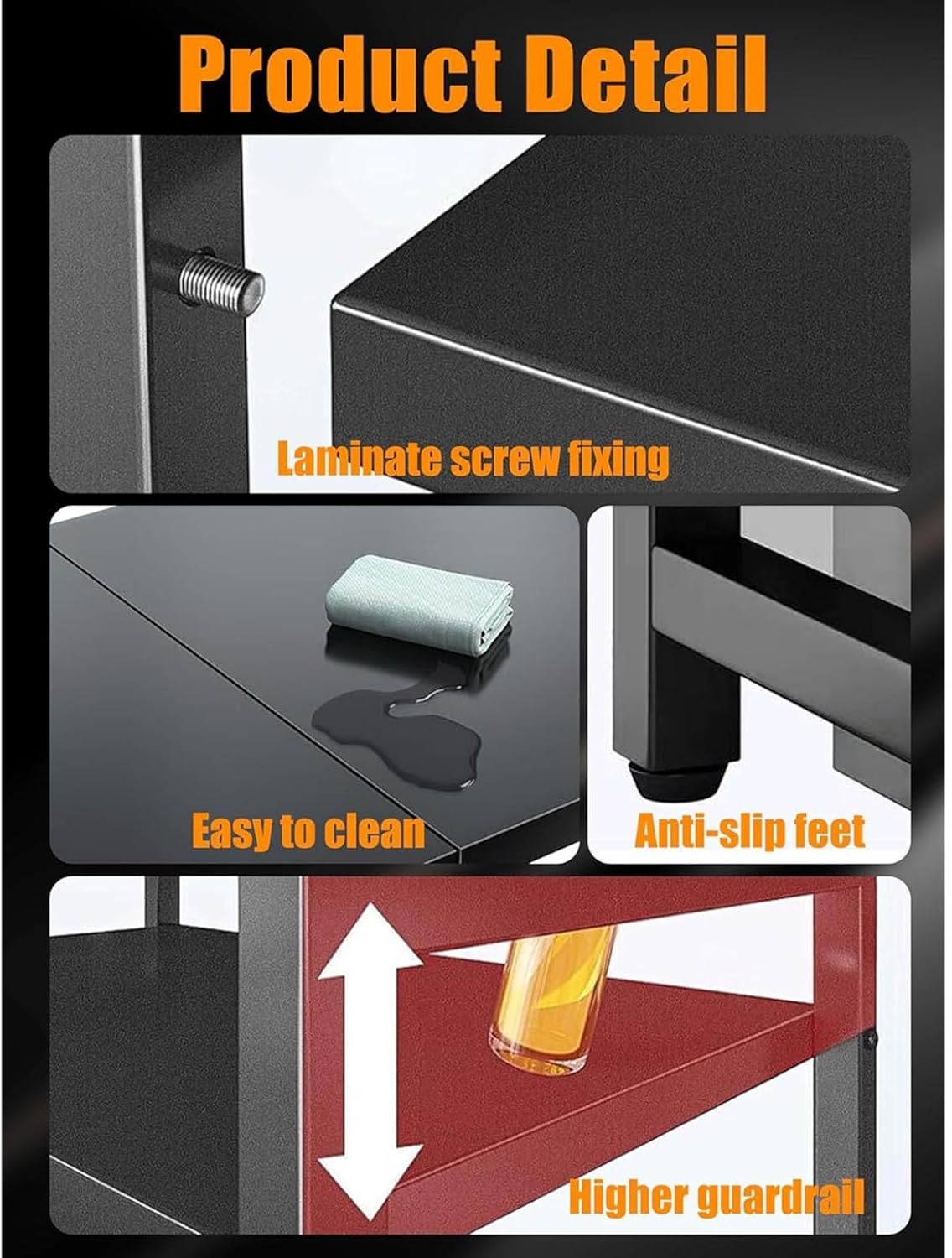 Microwave Stand 2-Tier Adjustable Kitchen Counter Oven Shelf With Pull-Out Tray, Metal Countertop Storage Rack With 6 Hooks Rice Cooker Stand Organizer(Gray,L:22.8