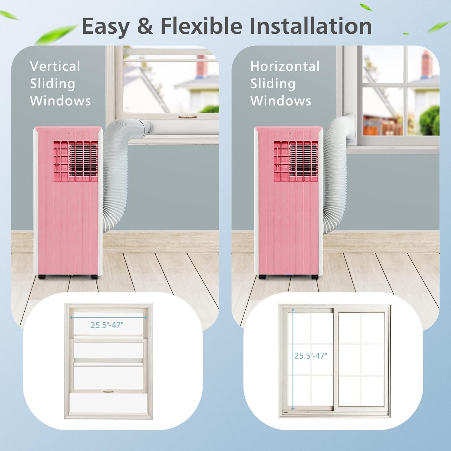 SIMOE 10,000 BTU Portable Air Conditioners, Cools up to 350 Sq.ft, Portable AC Built-in Cool, Dehumidifier, Fan Modes, Room Air Conditioner with Remote Control/Installation Kits, Pink