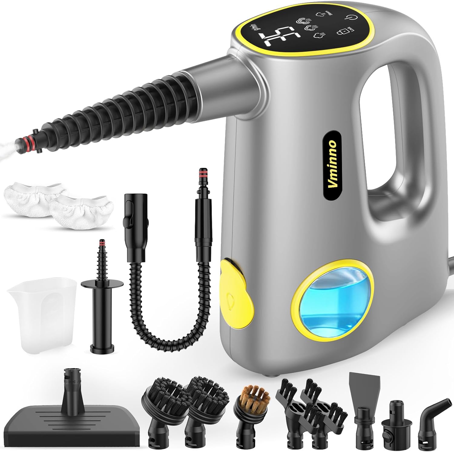 Handheld Pressurized Steam Cleaner for Home - 15s Heat-Up 3-Level Adjustable Steam Cleaner with 14pcs Accessories, Multi-Surface Steamer for Cleaning Car Detailing, Tile, Grout, Chemical-Free