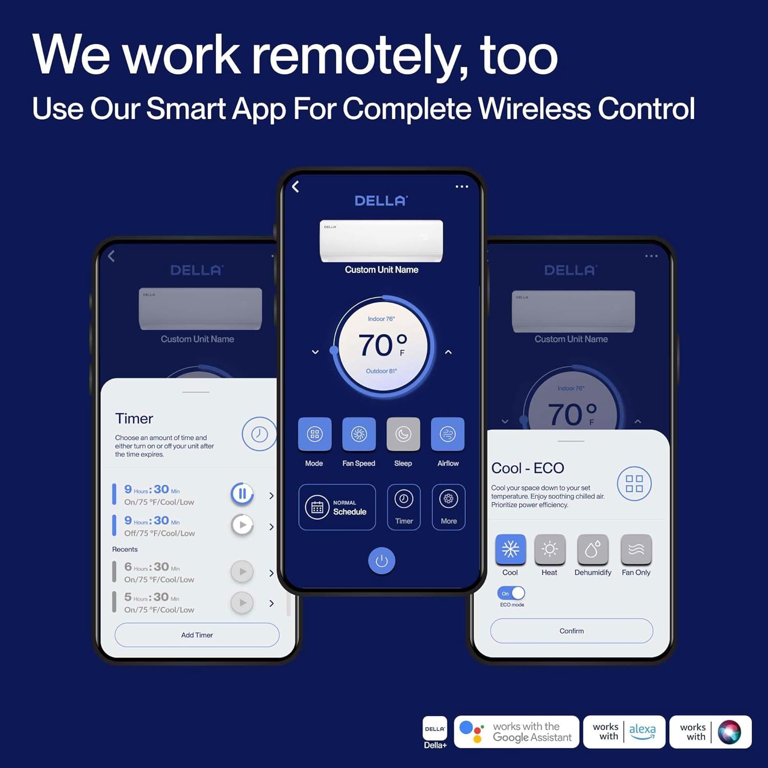 DELLA Econo Series 23000 BTU Mini Split Air Conditioner 17 SEER2, 230V Cools up to 1500 Sq. Ft, Works with Alexa and Wifi, Heater Ductless Inverter System with Heat Pump,16.4ft Installation Kit