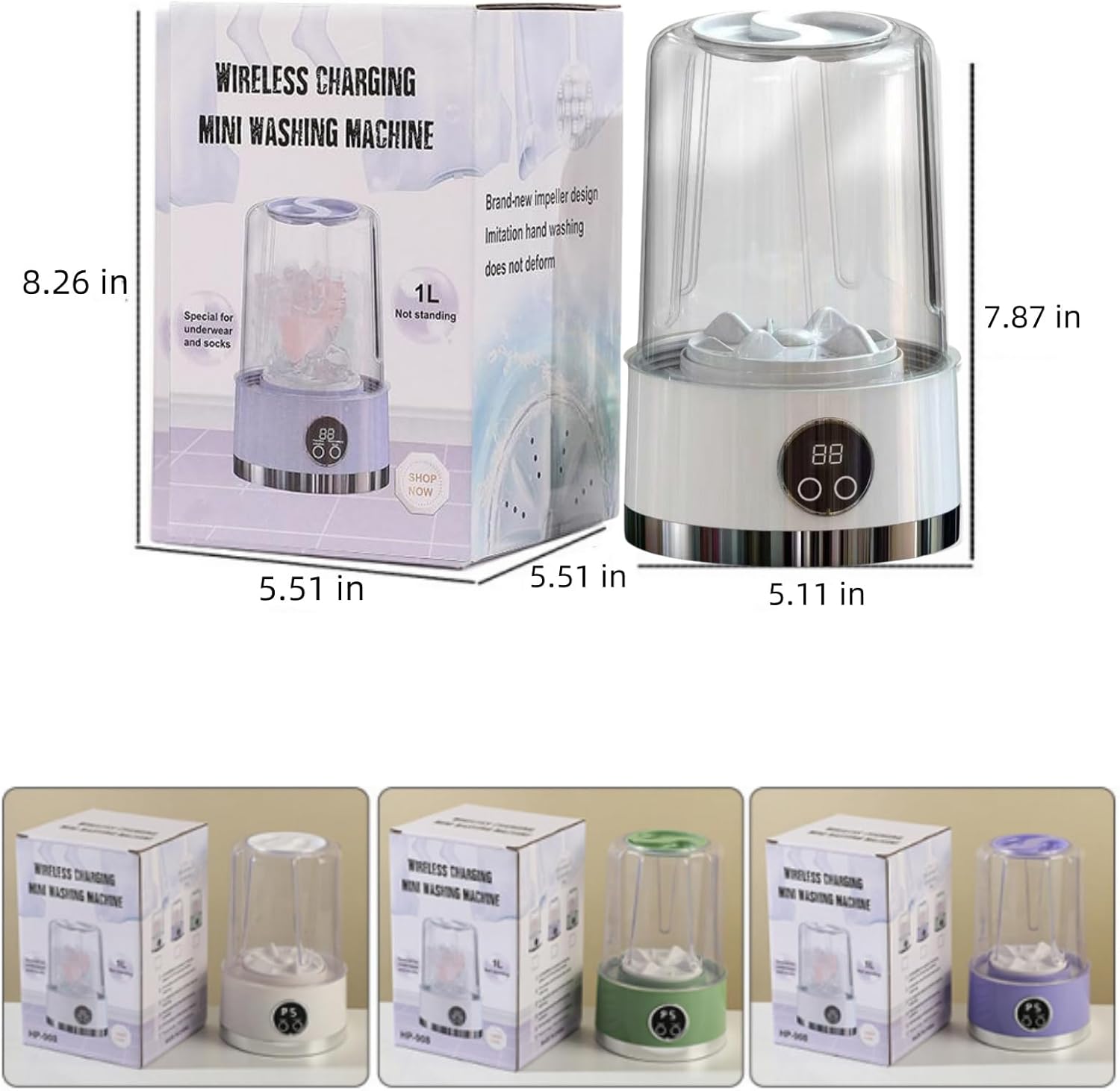 Mini portable washing machine, Rechargeable Cordless Mini Washer for Underwear, 3000mAh Battery, Gentle Powerful Cleaning, Compact for Apartment, Wash underwear and socks, men and women gift (white)