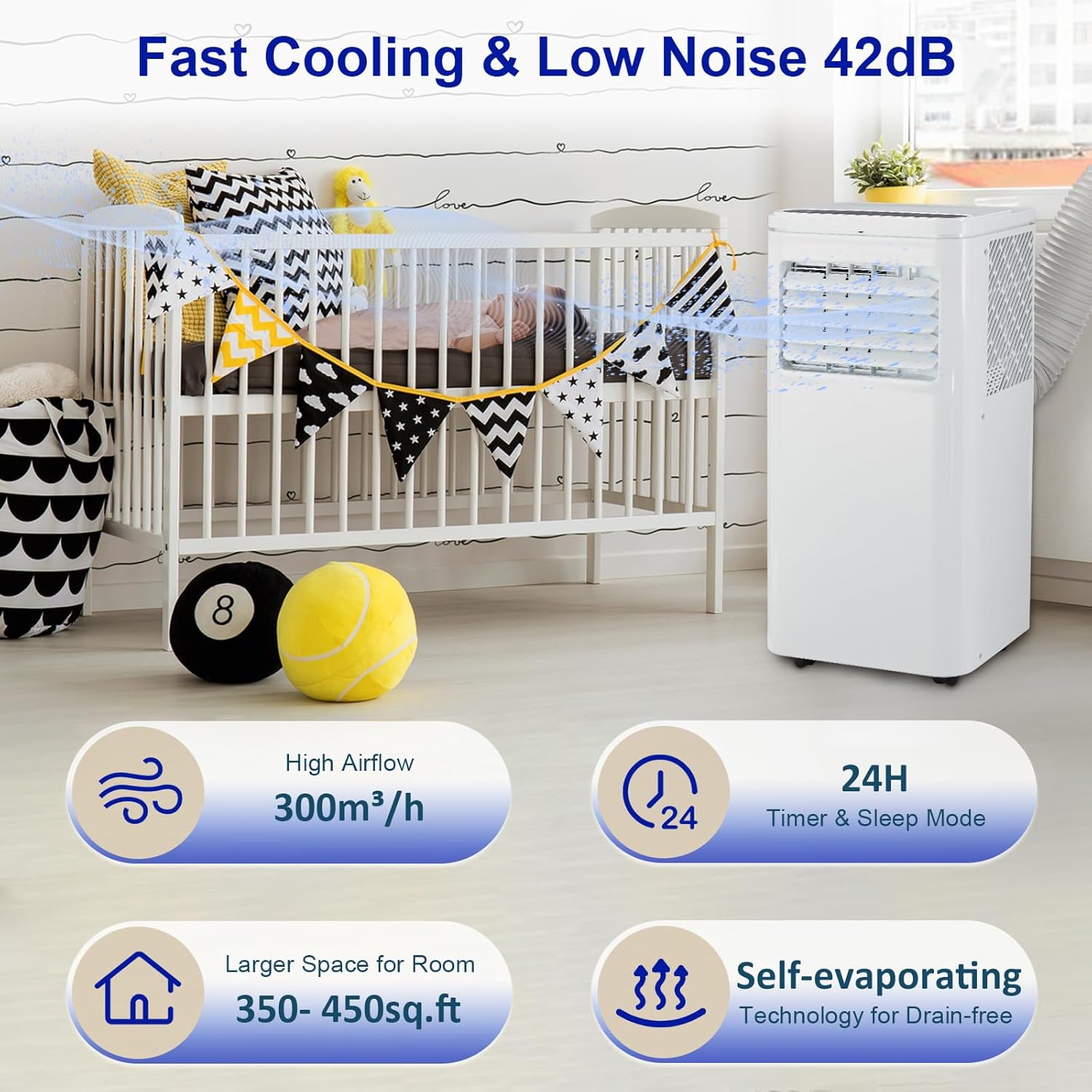 10000 BTU Portable Air Conditioner with Remote Control, Standing AC Unit, 3-in-1 Air Conditioner with Window Vent Kit/Digital Display/24h Timer, for Room Bedroom Home Garage RV